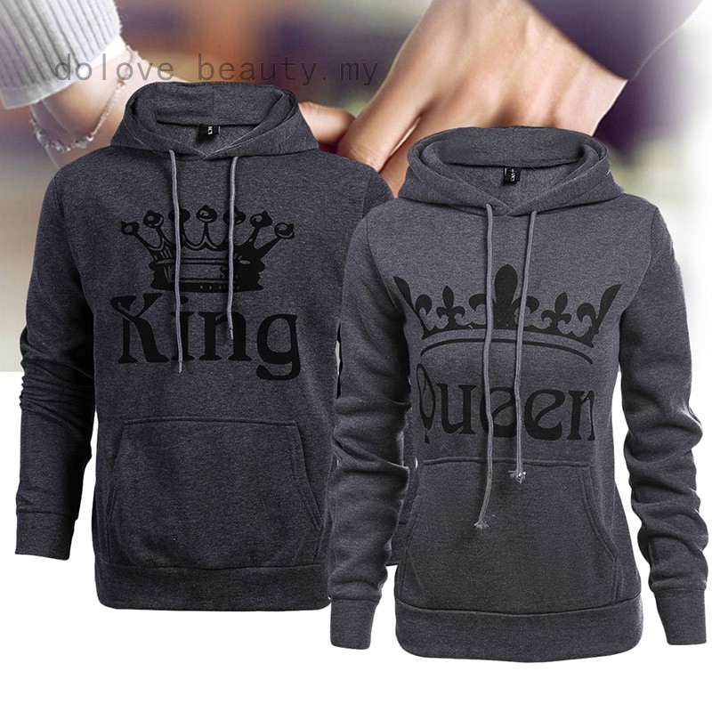 Liebhaber King und Queen Print Paar Hoodie passenden King Queen Kapzenpullover Pärchen Pullover Set