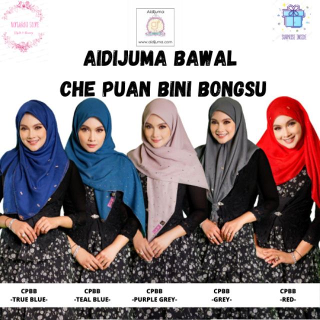 AIDIJUMA TUDUNG BAWAL STUDDED CHE PUAN BINI BONGSU