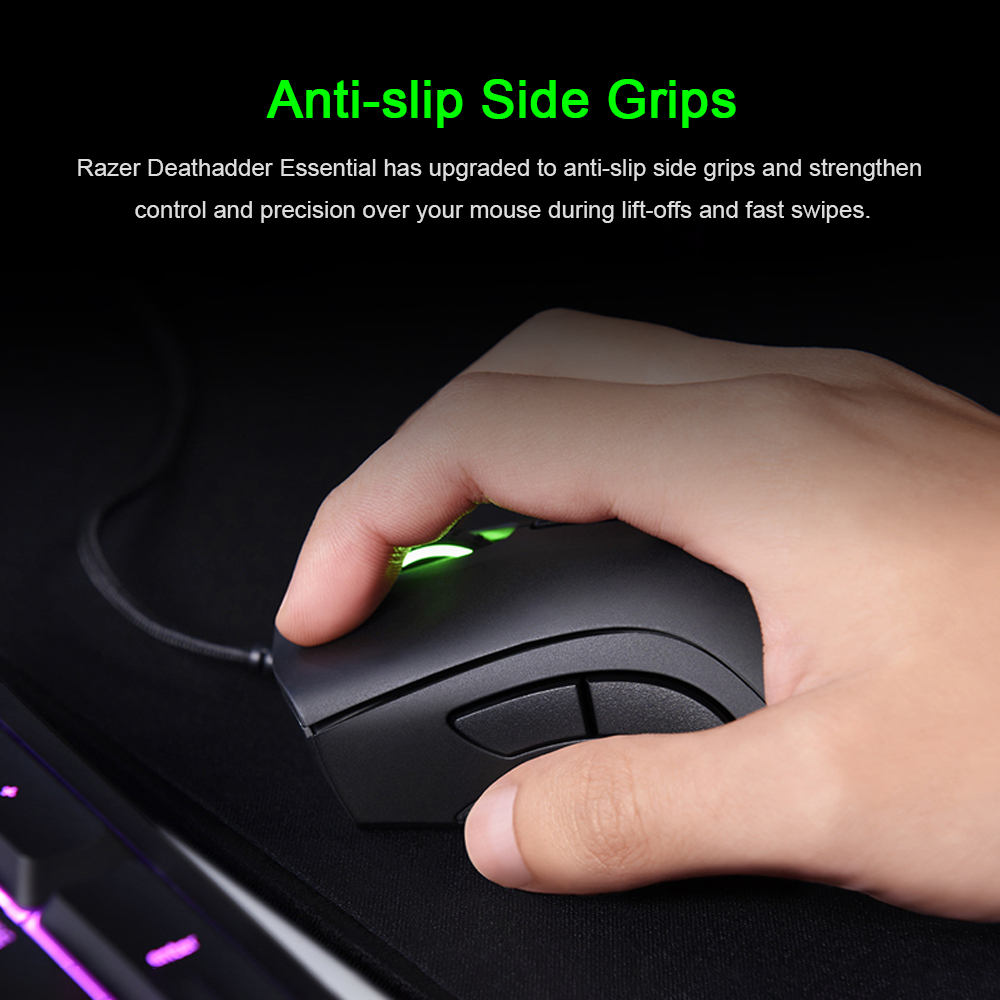 Original Razer DeathAdder Essential Wired Gaming Mouse Mice 6400DPI Optical Sensor 5 Independently Buttons For Laptop PC Gamer | Shopee Malaysia