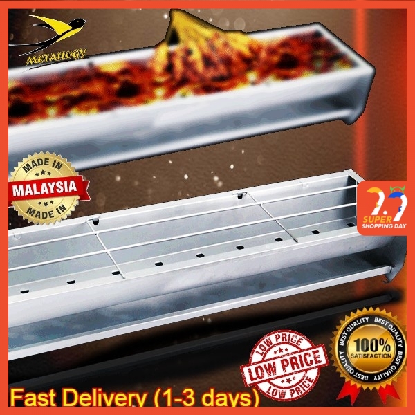 Metallogy Long BBQ Grill Satay Steel Charcoal Classic Camping Picnic