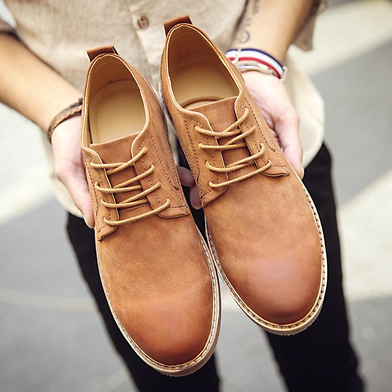 Kaust Leather Shoes Korean Men Shoes Light Flat Sneakers Kaust Leather Shoes Korean Men Shoes Light Flat Sneakers