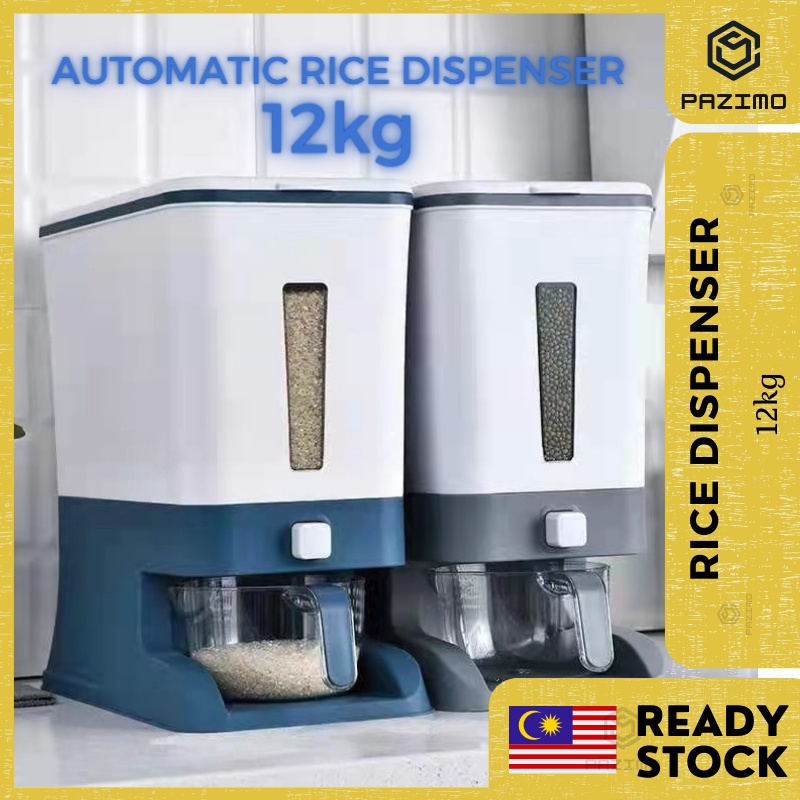 12KG AUTOMATIC RICE DISPENSER WITH RINSING CUP SMART RICE DISPENSER RICE STORAGE RICE BUCKET BEKAS BERAS PENYIMPAN BERAS