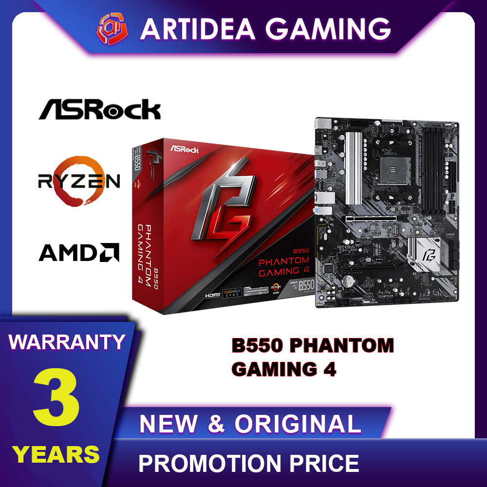 ASROCK B550 PHANTOM GAMING 4 AMD AM4 ATX GAMING MOTHERBOARD ASRKB550