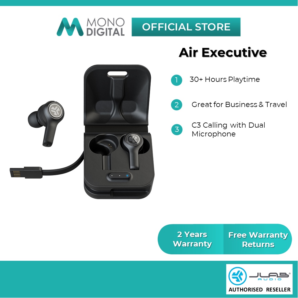JLab Audio JBuds Air Executive True Wireless Bluetooth Earbuds TWS | C3 Calling with Dual Microphone