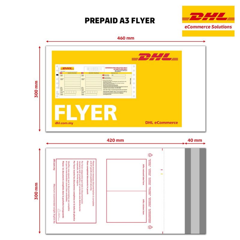 DHL ECommerce Prepaid A3 Sizes Flyer Prepaid Consignment Note 