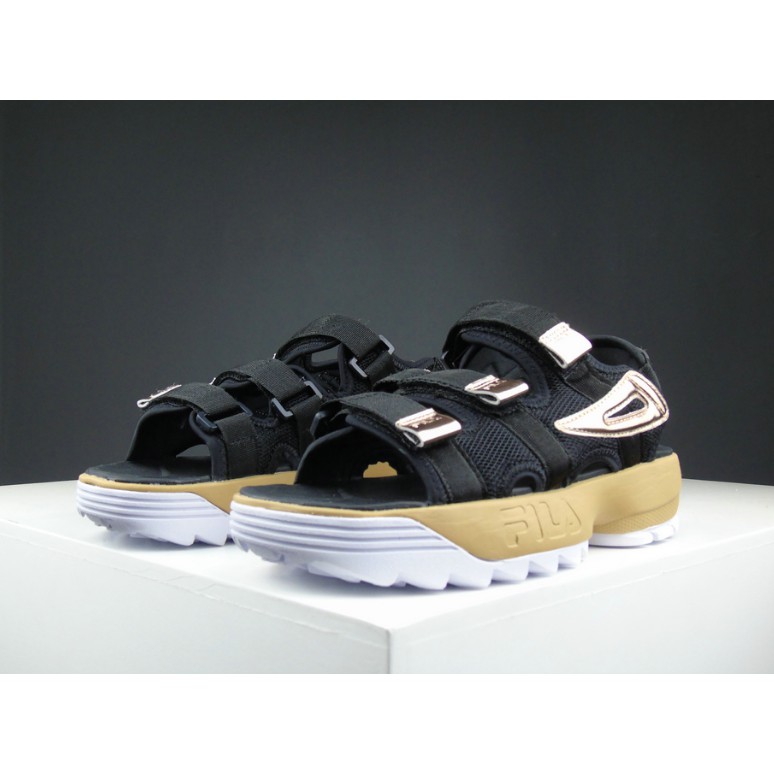 fila sandals gold