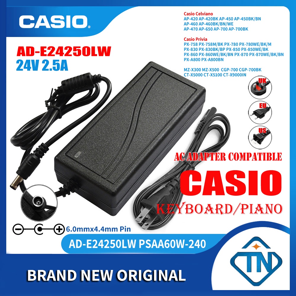 24V 2.5A ADE24250LW AC Adapter for Casio Celviano AP420 AP450 BK/BN