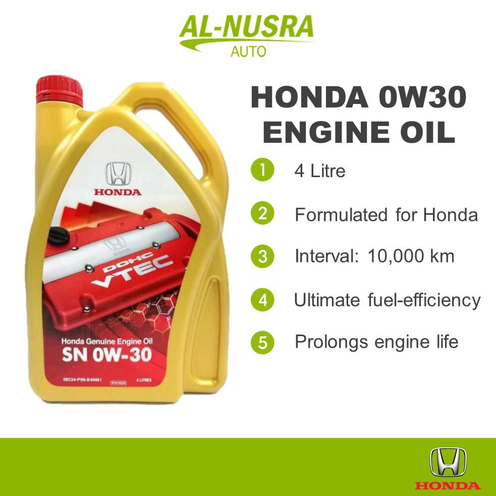 HONDA 0W30 ENGINE OIL 4L MINYAK HITAM FULLY SYNTHETIC 0W30 MINYAK