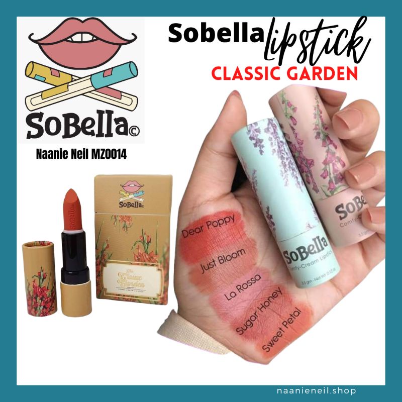 Sobella Lipstick Classic Garden Dear Poppy La Rossa Sweet Petal Sugar ...
