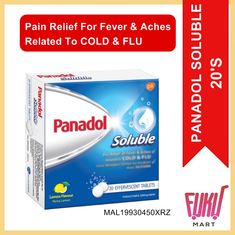 Panadol Soluble for Fever & Aches Relief Related to Cold & Flu (20's