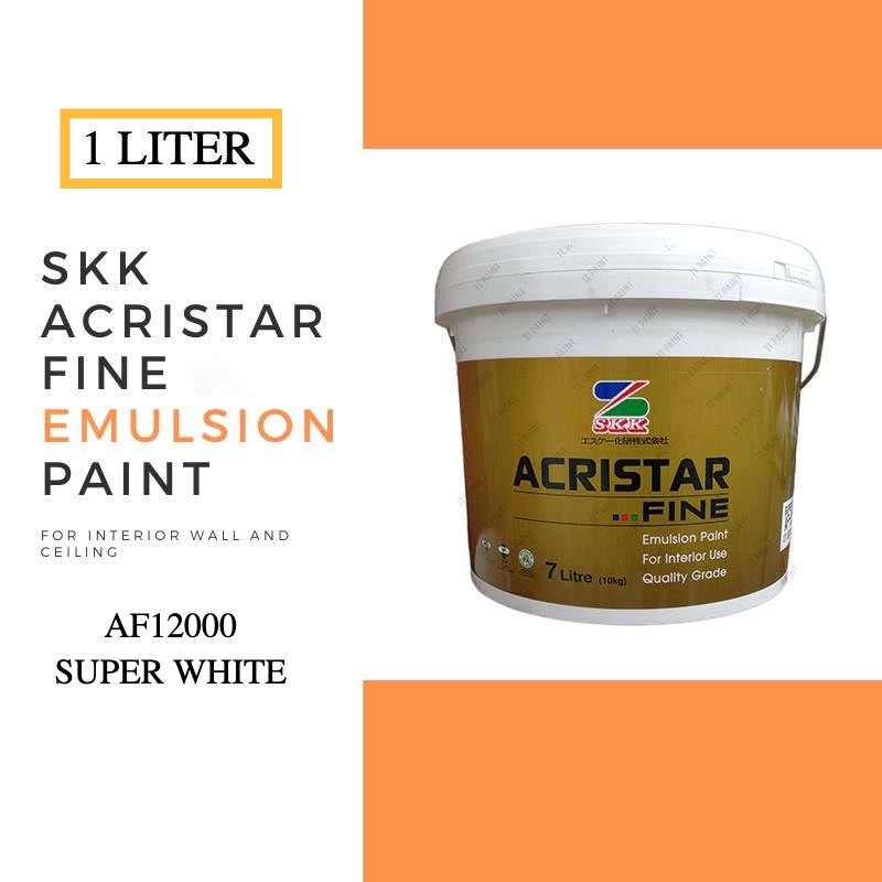 SKK Acristar Fine 1 Liter AF12000 Super White Emulsion Paint for