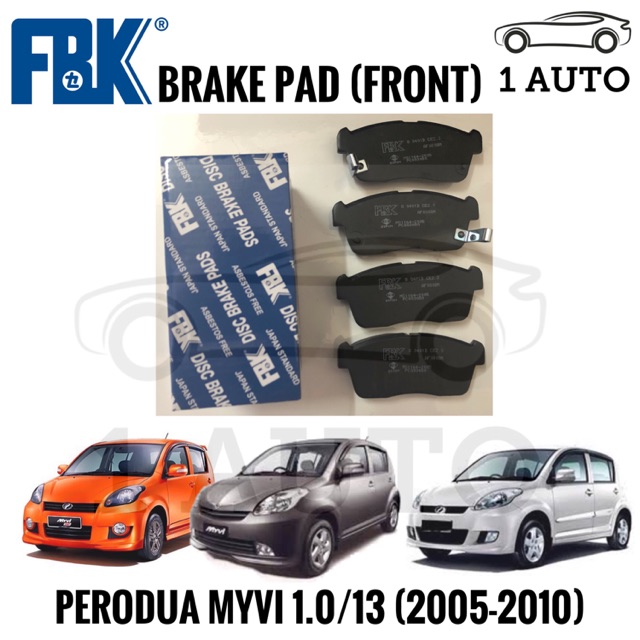 Fbk Front Brake Pad For Perodua Myvi 1 0 1 3 2005 2010 1 Set 4 Pcs Shopee Malaysia