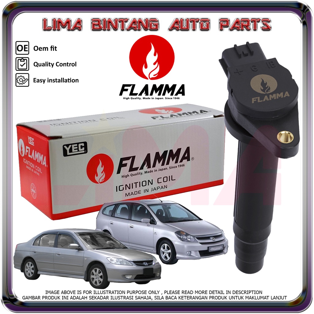 Honda Civic ES S5A , Stream RN1 S7A Ignition Coils , Plug Coil YEC Flamma *Original* ( 1.7 L