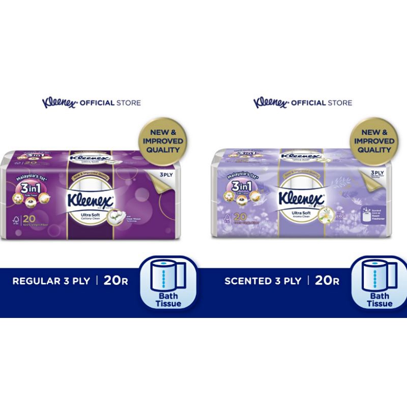 Kleenex Bath Tissue Clean Care Regular/Scented 3 Ply ( 20R ) Shopee