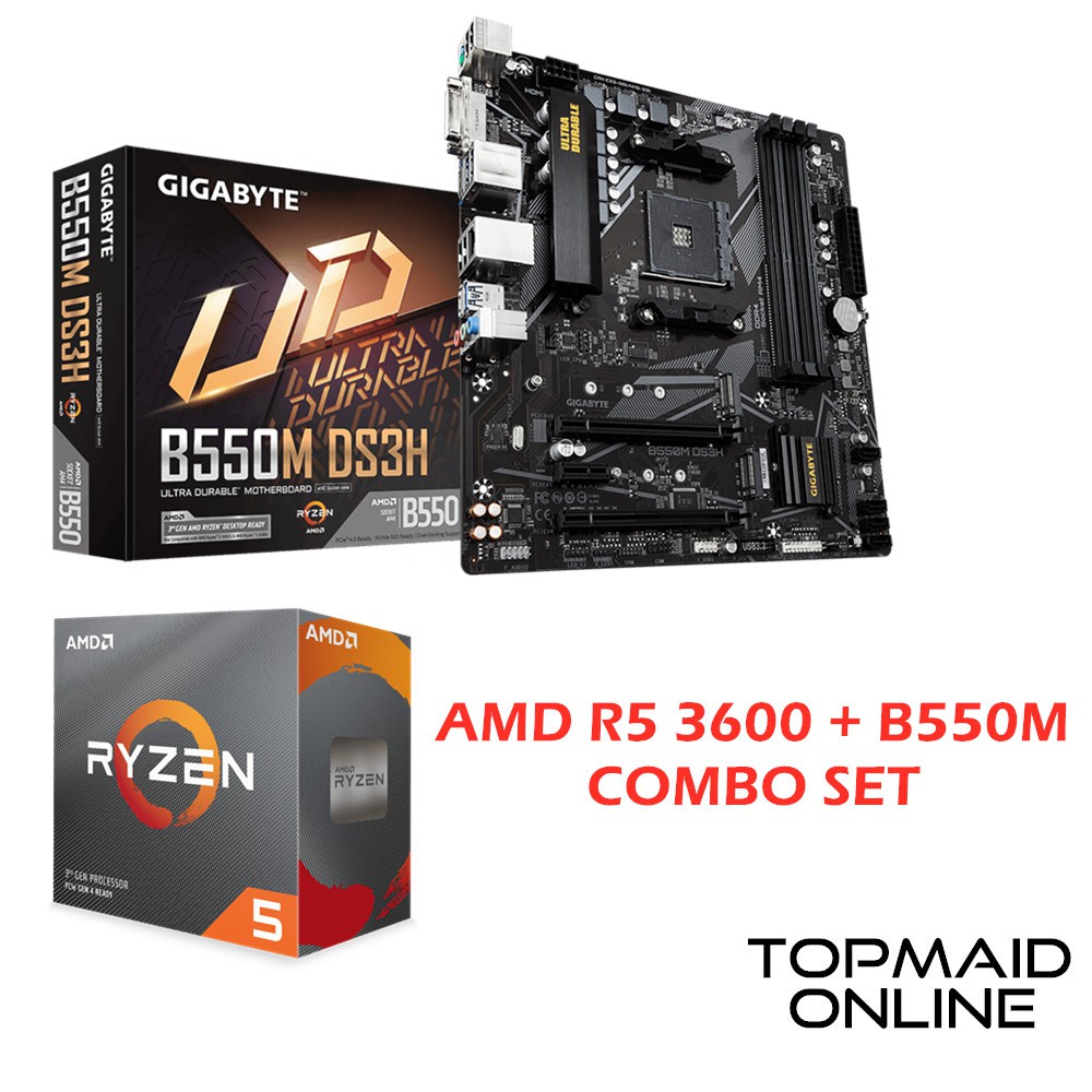 Buy Gigabyte B550M DS3H MICRO ATX MOTHERBOARD + AMD RYZEN 5 3600 COMBO