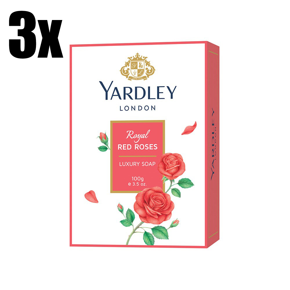 3x Yardley London Royal Red Roses Luxury Soap 100g (Sabun Mandi ...