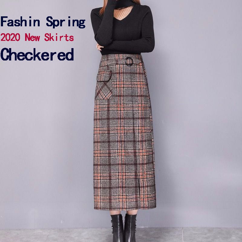 checkered maxi skirt