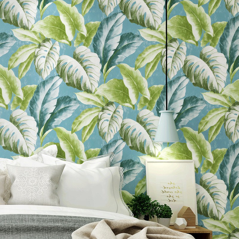 Nordic Banana Leaf Wallpaper Bedroom Living Room Mediterranean Style |  Shopee Malaysia
