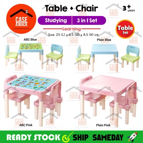 3 In 1 Caseattack Kids Learning Table And Chair Set Studying Abc