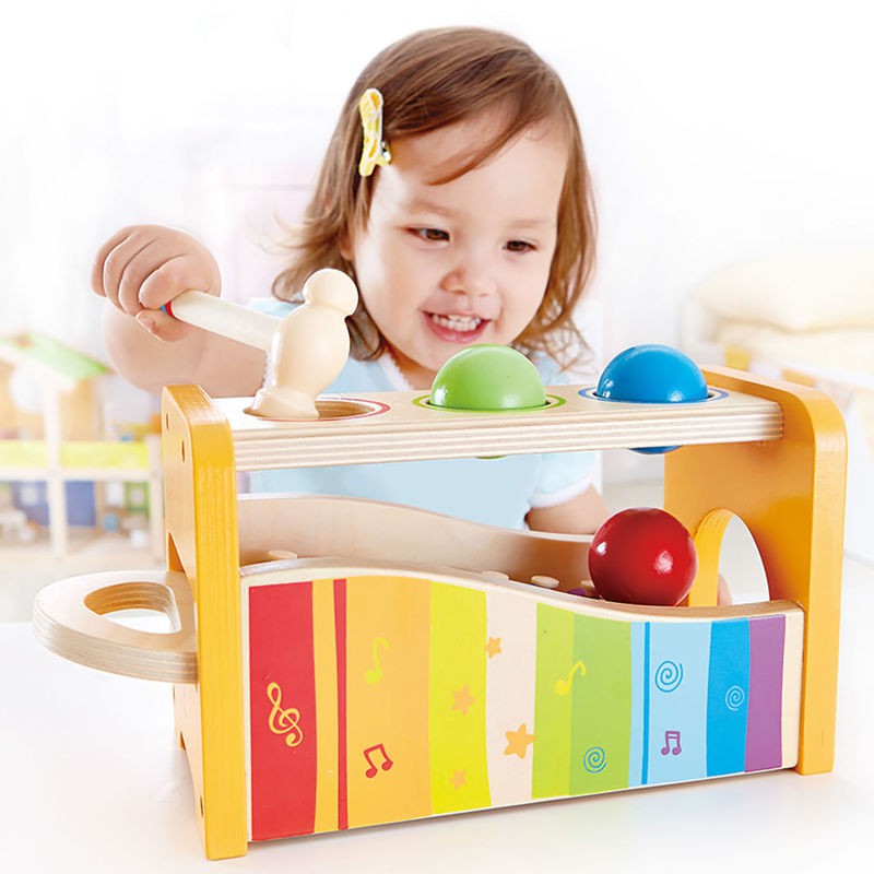 hape pound & tap bench with slide out xylophone