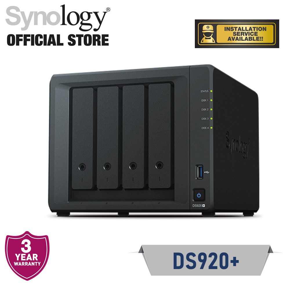 Synology DS920+ NAS DiskStation 4-Bays NAS Data Backup Storage With ...