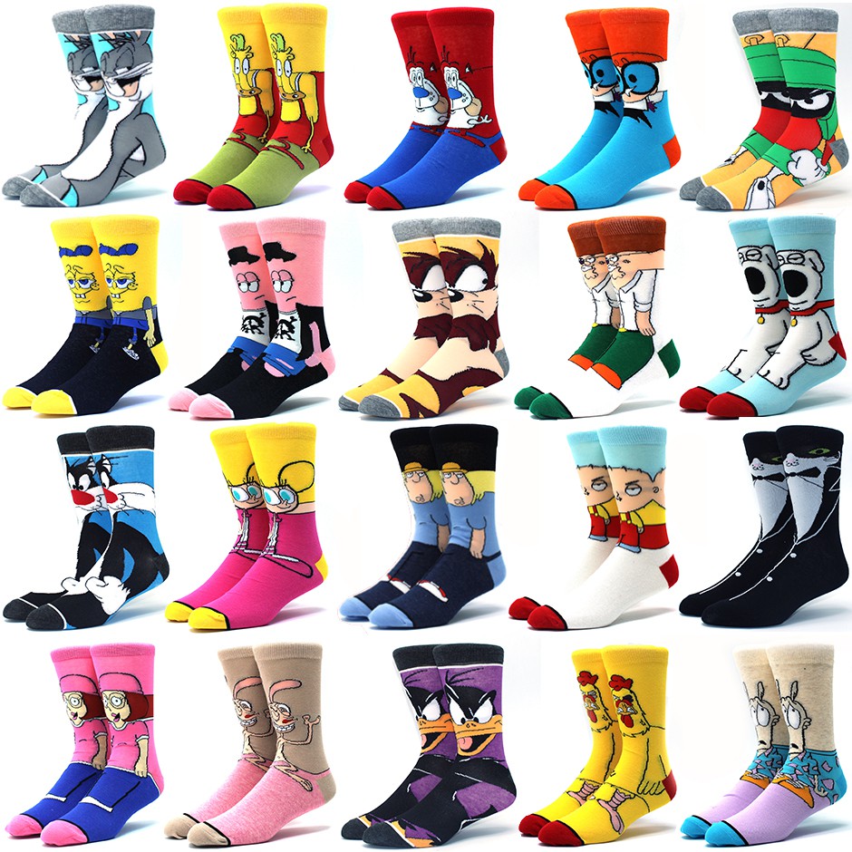 fashion male new happy funny socks cotton colorful crazy cartoon rabbit amazing fun socks teen long socks cool fun socks