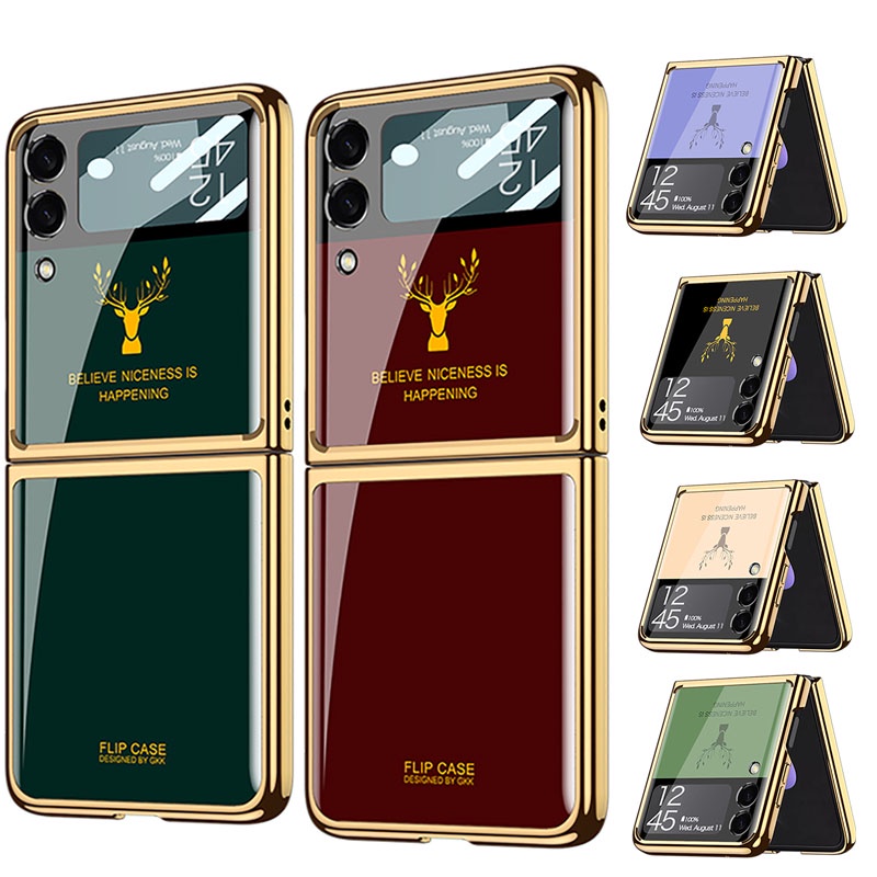 For Samsung Galaxy Z Flip 3 Flip 4 Casing Trendy Glass Cover Shopee