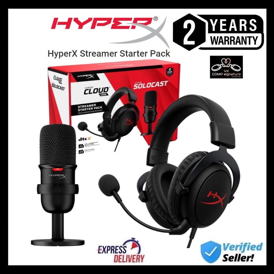 HyperX Streamer Starter Pack – [ HyperX Cloud Core Gaming Headset + HyperX  SoloCast USB Gaming Microphone ] HBNDL0001 | Shopee Malaysia