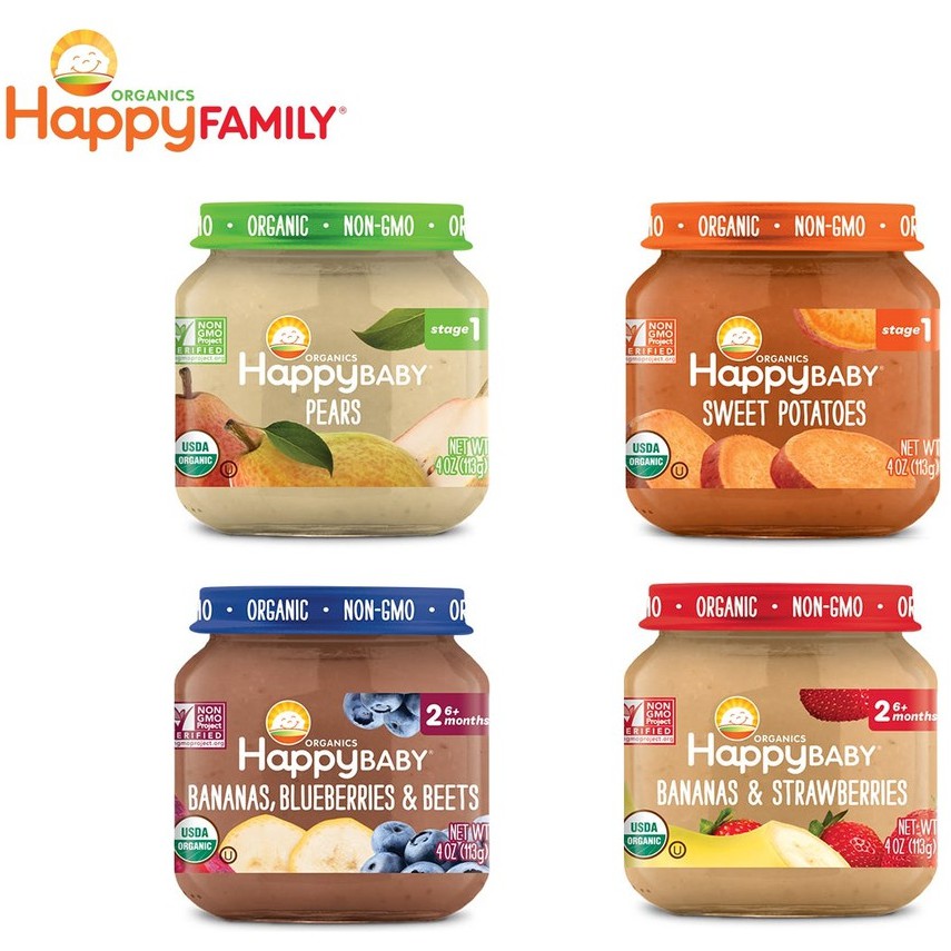 Happy Baby Clearly Crafted Jars (4 Flavors) 113g / 4oz