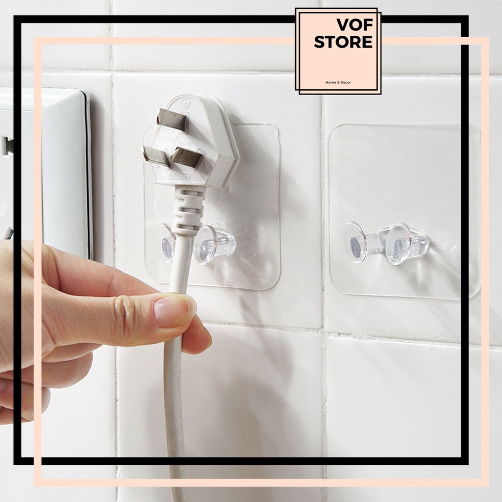 POWER CORD HOOK WALL MOUNTED HOOK POWER CORD SOCKET TRANSPARENT