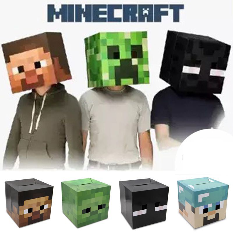Minecraft Cardboard Head Cover Box Steve Creeper Enderman Mask Cosplay Costume Shopee Malaysia