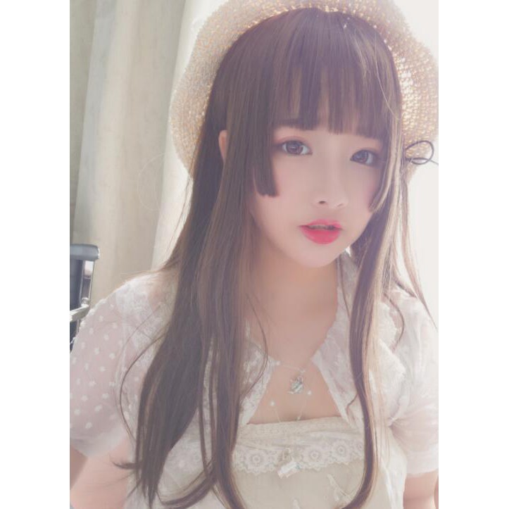 Cosplay Wig Hime Style Long Hair Cute Bang Full Cover Wig