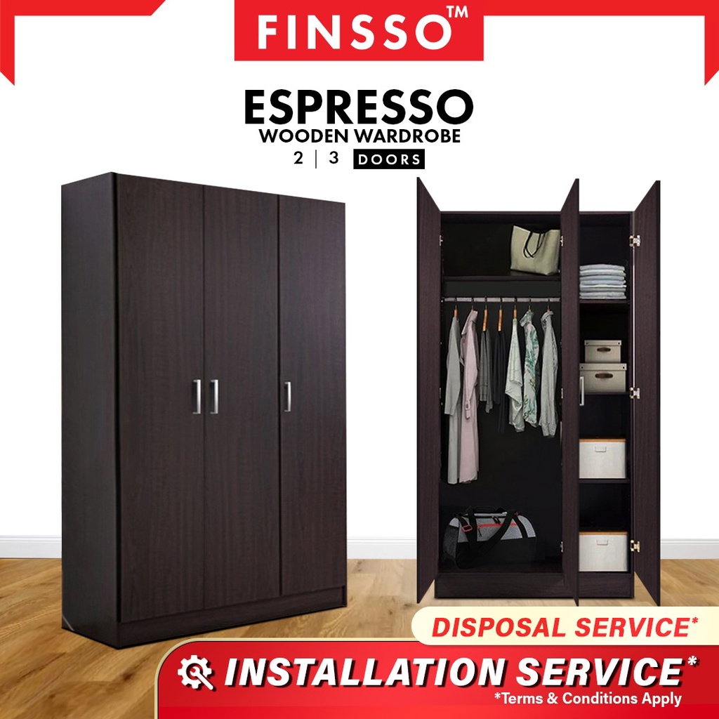 READY STOCK FINSSO : (CUSTOMIZE AVAILABLE) 3 Door Wooden Wardrobe / Almari Baju