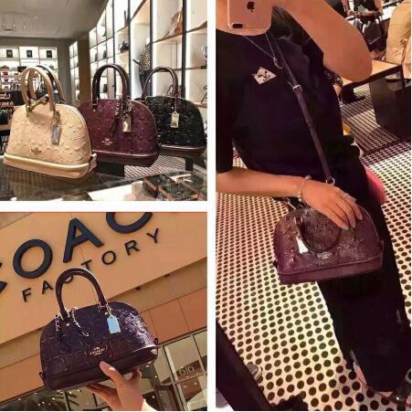 coach mini sierra satchel in signature debossed patent leather