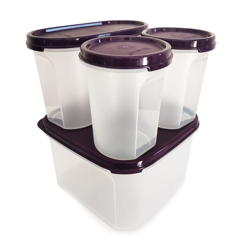 Tupperware Brand Modular Mates Squares Set - 4 Dry Food Storage Containers  with Lids (5 Cup, 11 Cup, 17 Cup & 23 Cup Sizes) - Airtight, Dishwasher