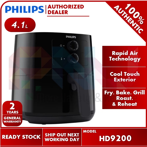 Philips 4.1L Air Fryer with Rapid Air Techonology HD9200 / HD9100 (3.7L)