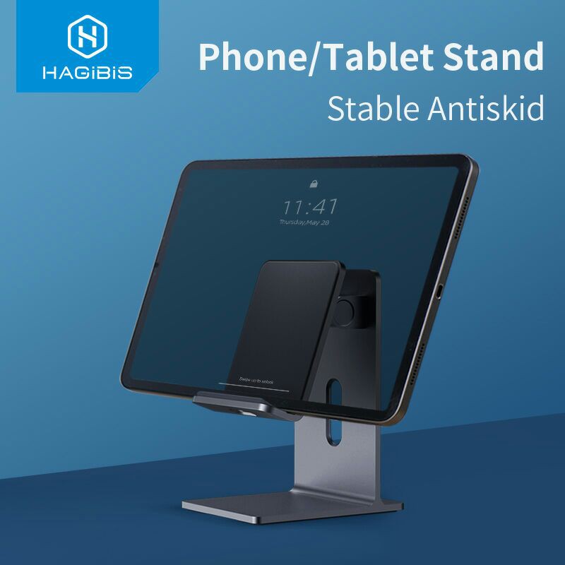 HAGiBiS Aluminium 60° Tilt 4-13" Stepless Adjustment Tablet Stand Anti Skid Tablet Holder Cell Phone Stand Holder