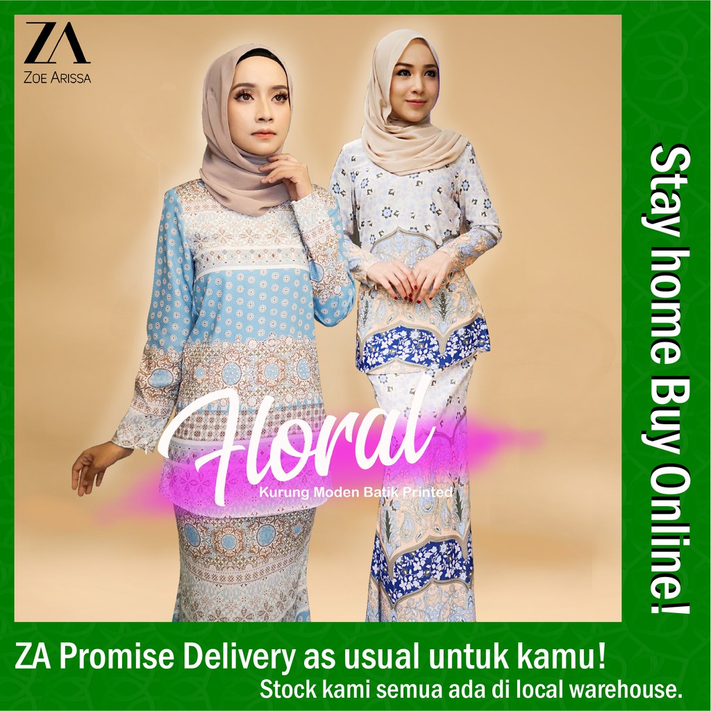  Zoe  Arissa  Baju  Kurung  Moden Batik Printed Modest Wear 
