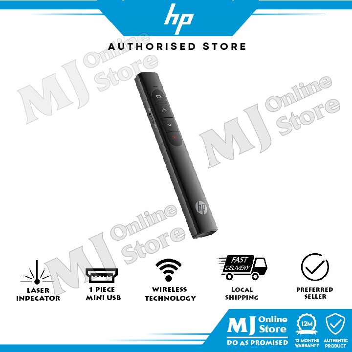 ORI [ READY STOCK ] HP SS10 Wireless Presenter Pen PowerPoint Presentation Clicker Remote flip Pointer Control Pen USB