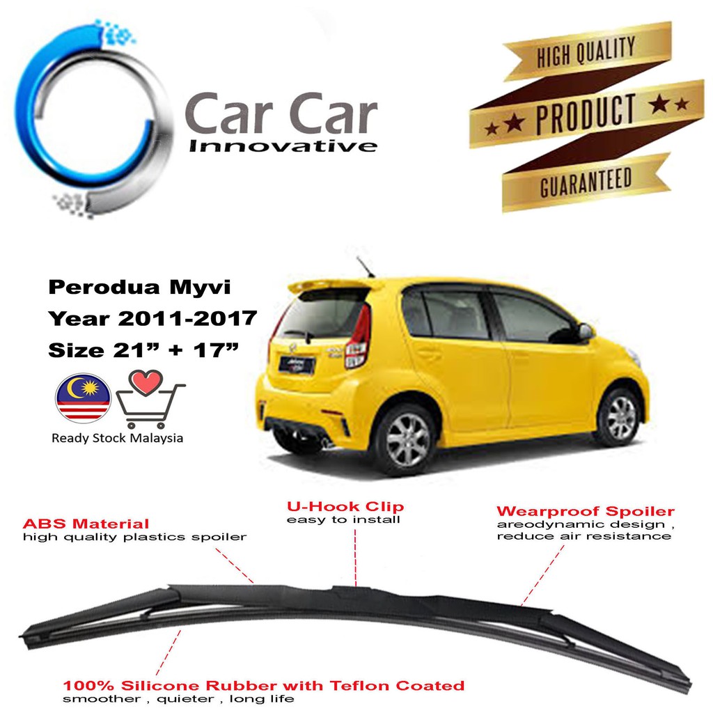 Perodua Myvi Year 2011 2017 Wiper Silicone Wiper Blades Car Windshield 1 Pair Size 17 21 Shopee Malaysia