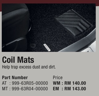 Original Perodua Gear Up coil mat carpet floor mat axia 