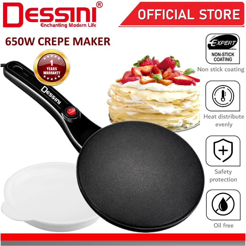 DESSINI ITALY Electric Crepe Pizza Pancake Spring Roll Roti Jala Maker Cooker Barbecue BBQ Grill Non-Stick Baking Pan