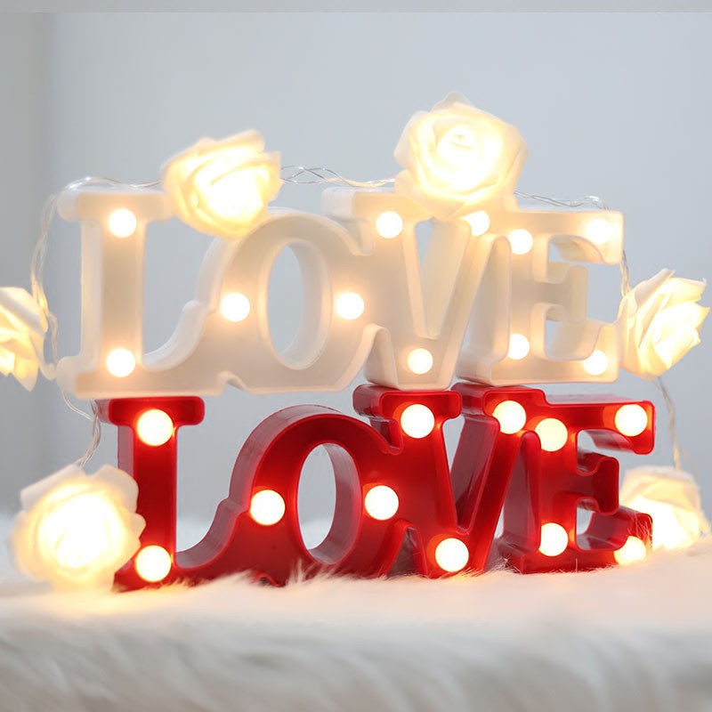 Romantic 3D Love Letter LED Warm White LED Night Light Table Lamp for
