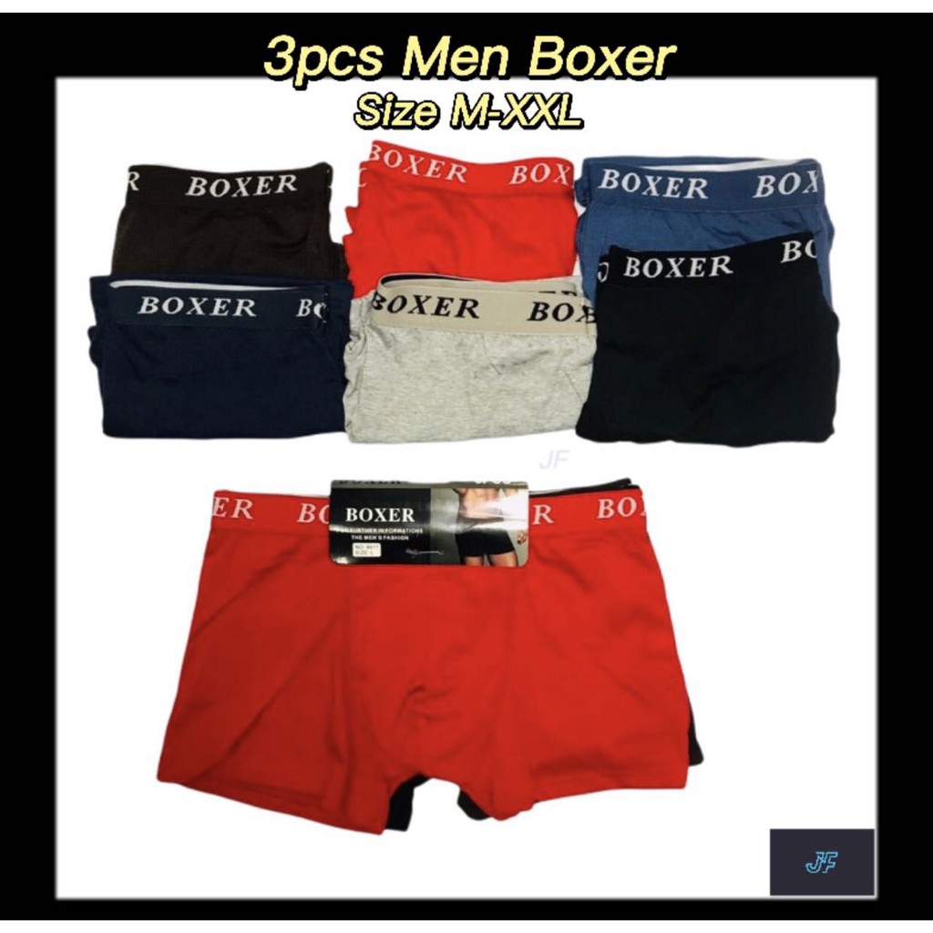 3 Pcs Men’s Underwear Men’s Boxer ( RANDOM - MIX COLOUR )   SIZE : M – XXL ( 2XL ) 9917 ( U8007 )