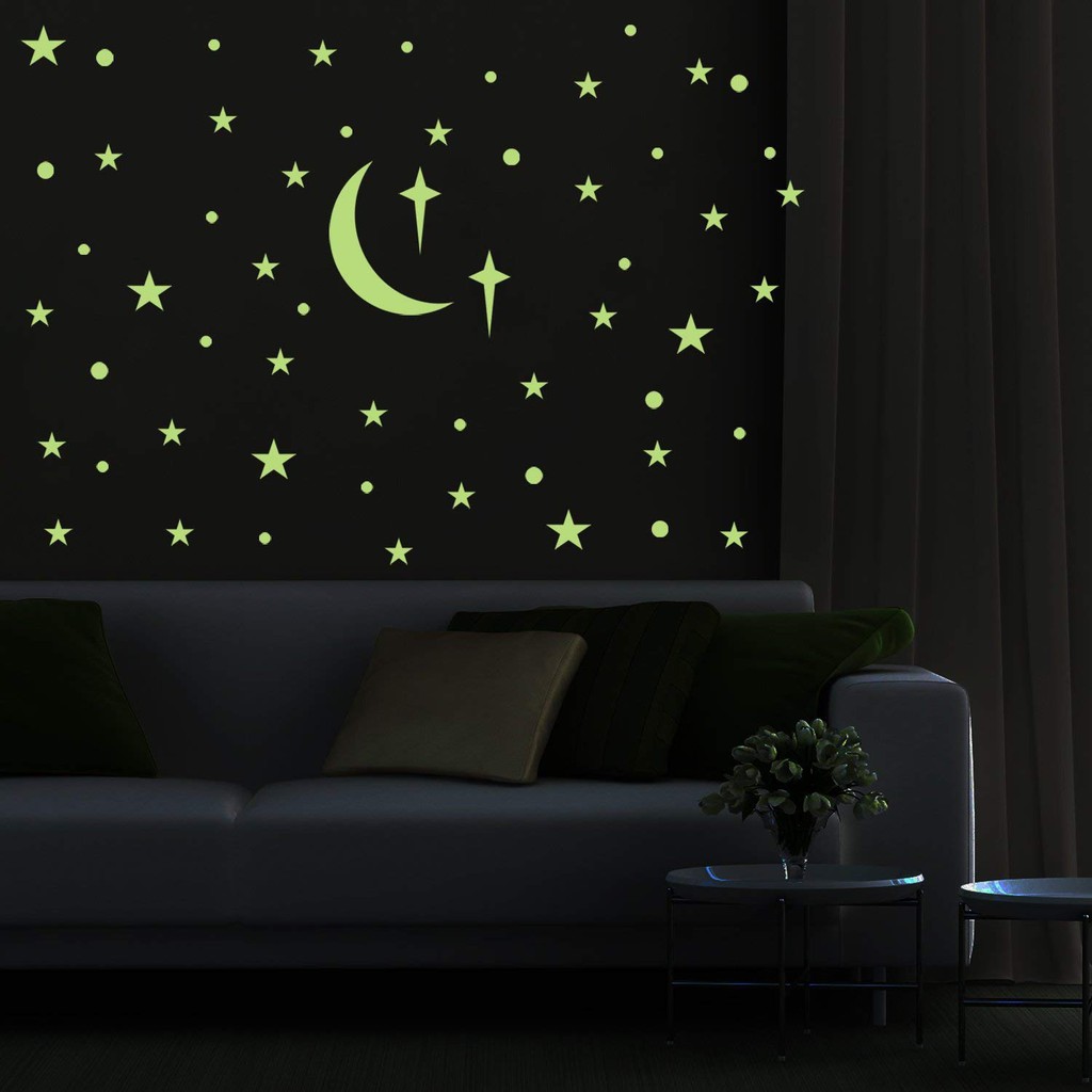 272pc Glow Dark Stars Moon Wall Decals Glowing Stars For Ceiling Wall Stickers