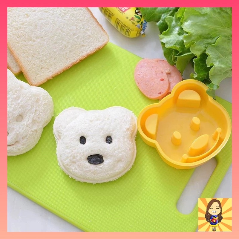 🇲🇾READY STOCK🔥Cartoon Sandwich Bread Mold Breakfast Diy Cutter 2pcs小熊面包模具 三明治面包模具小熊模型DIY513338