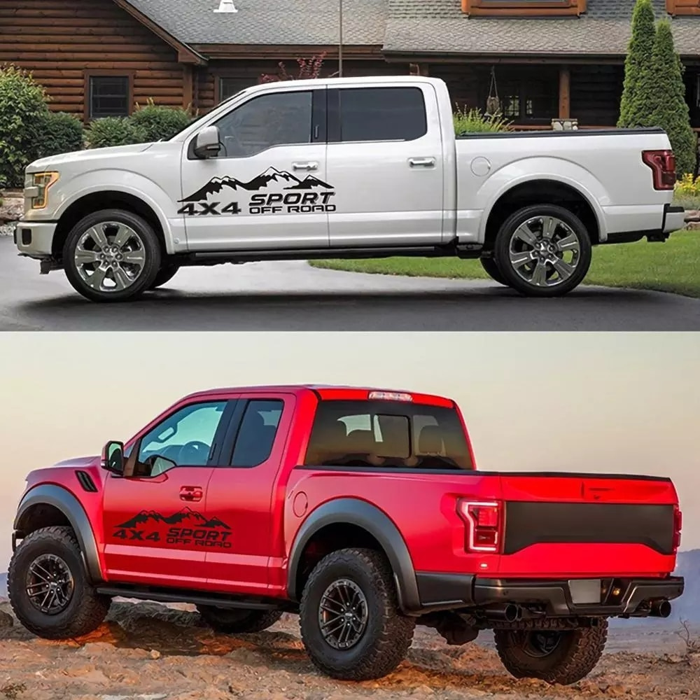 2Pcs Graphic Vinyl Decals & Stickers 4X4 OFF ROAD Car Sticker Pickup Truck Decal Styling Accessories For D-MAX Navara