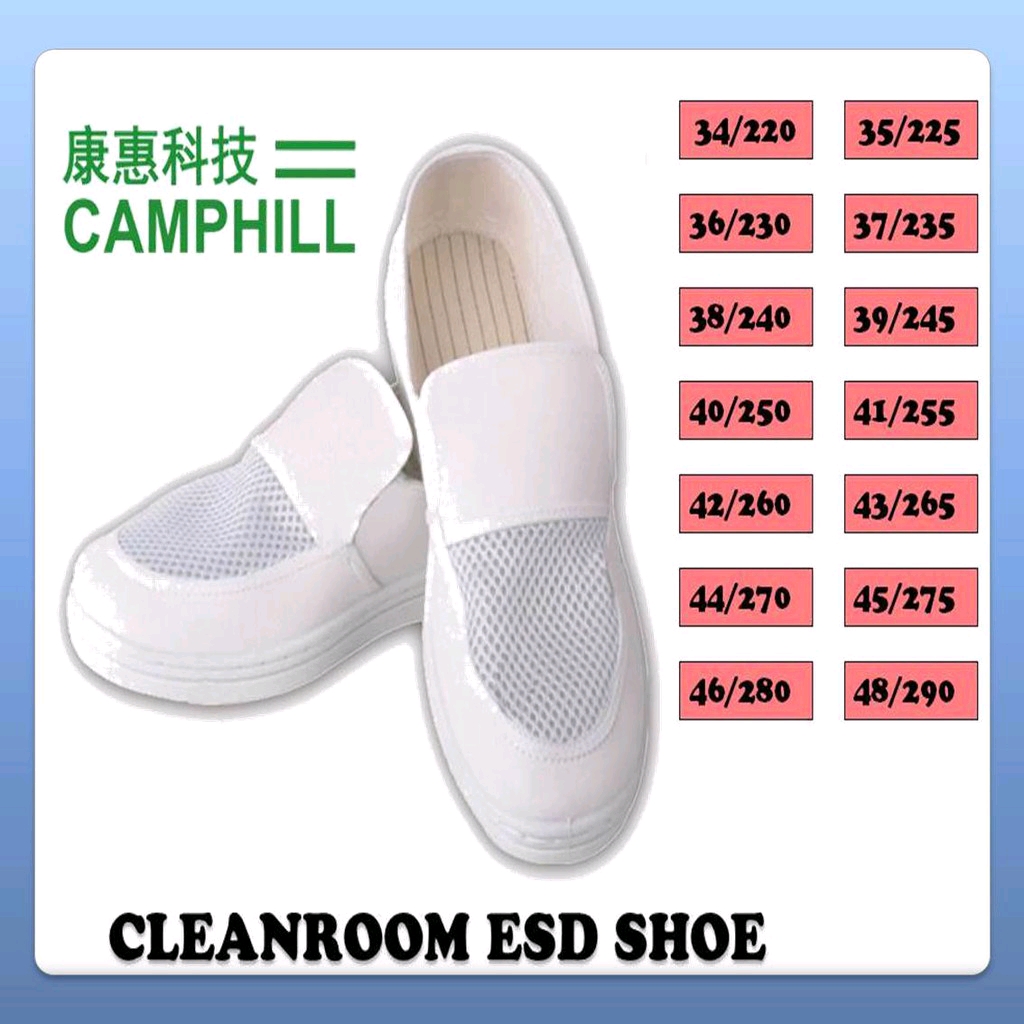 Ready Stock] ESD Shoe Cleanroom Mesh Antistatic PVC Industrial Working  Unisex White Size: 220~290 | Shopee Malaysia