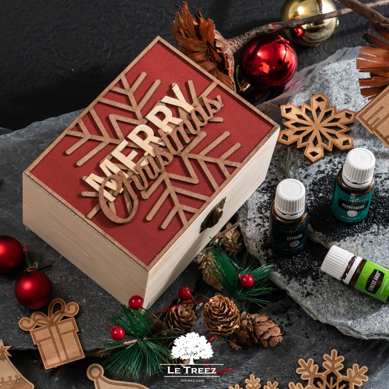 Ready Stock in Malaysia Young Living Doterra MERRY CHRISTMAS M Rack Organiser Storage Essential Oil Wooden Box