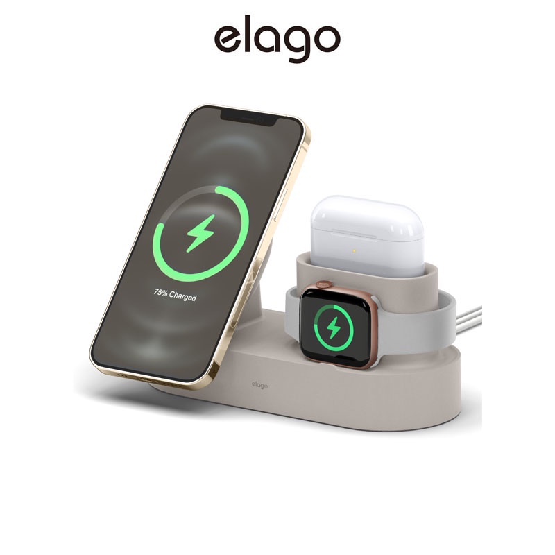 elago Trio 2 Charging Station Compatible with MagSafe, Compatible with iWatch Stand, Compatible with iPhone 13 Series, Compatible with AirPods 3/Pro - 3 in 1 [Charging Cables Not Included]